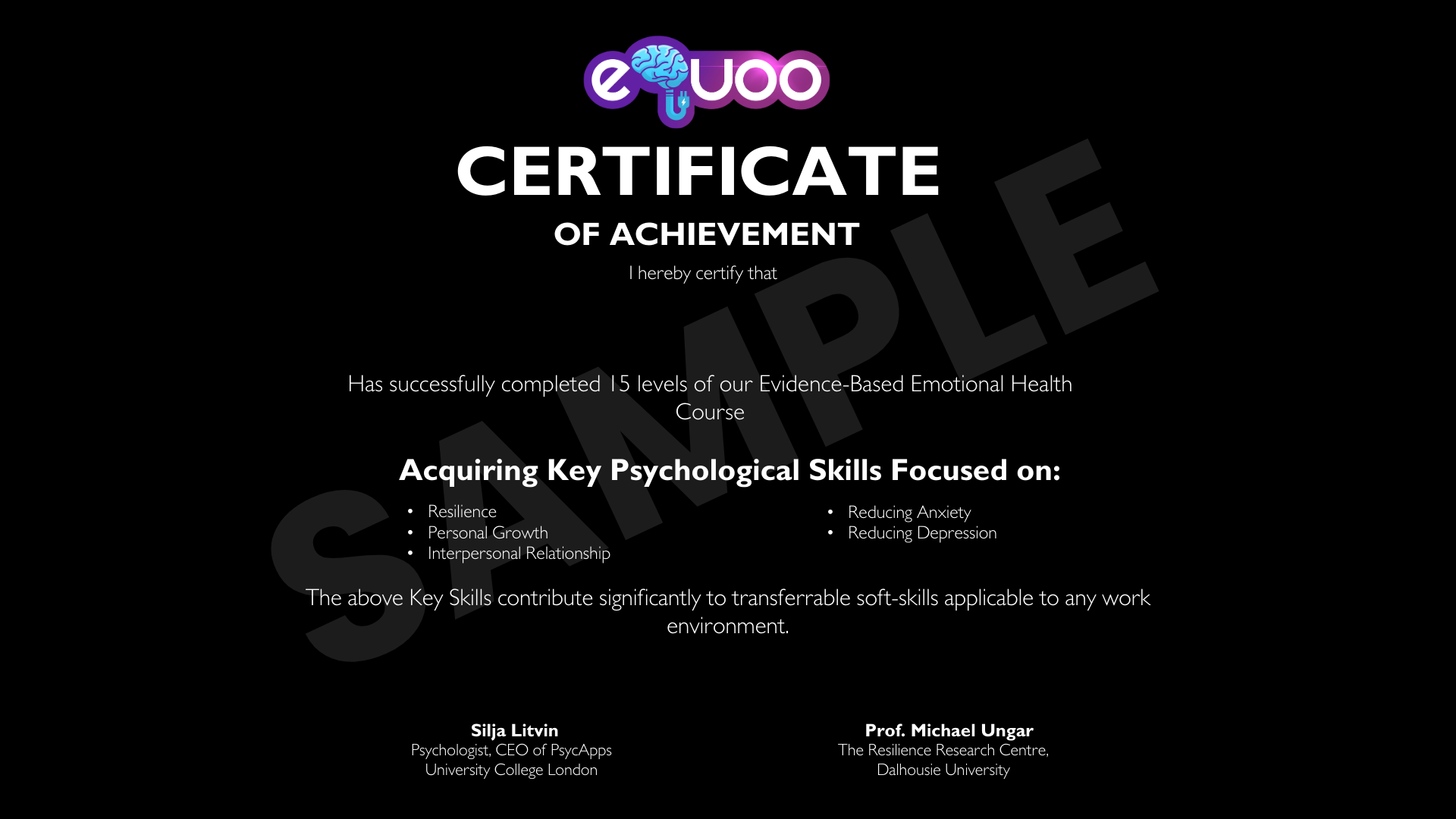 Sample eQuoo Certificate